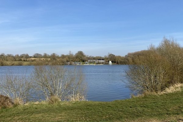 Looking over Boddington Reservoir towards the sailing club